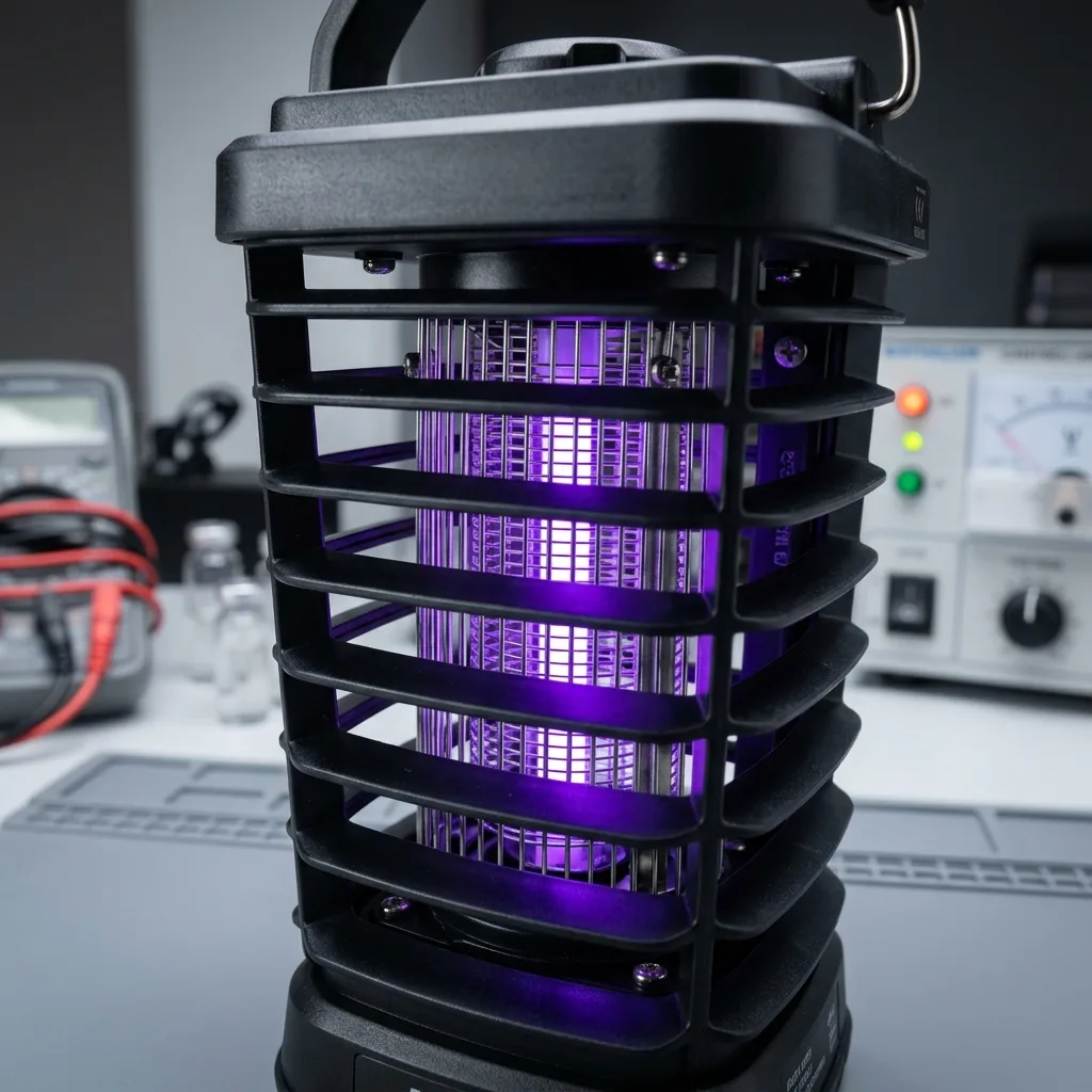 Detailed close-up of BuzzKrush electric grid and protective slotted louvers